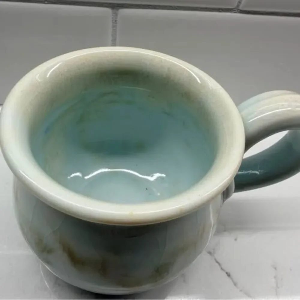 Handcrafted Ceramic Belly Mug - Celadon Glaze (has crazing) $4 Stamford